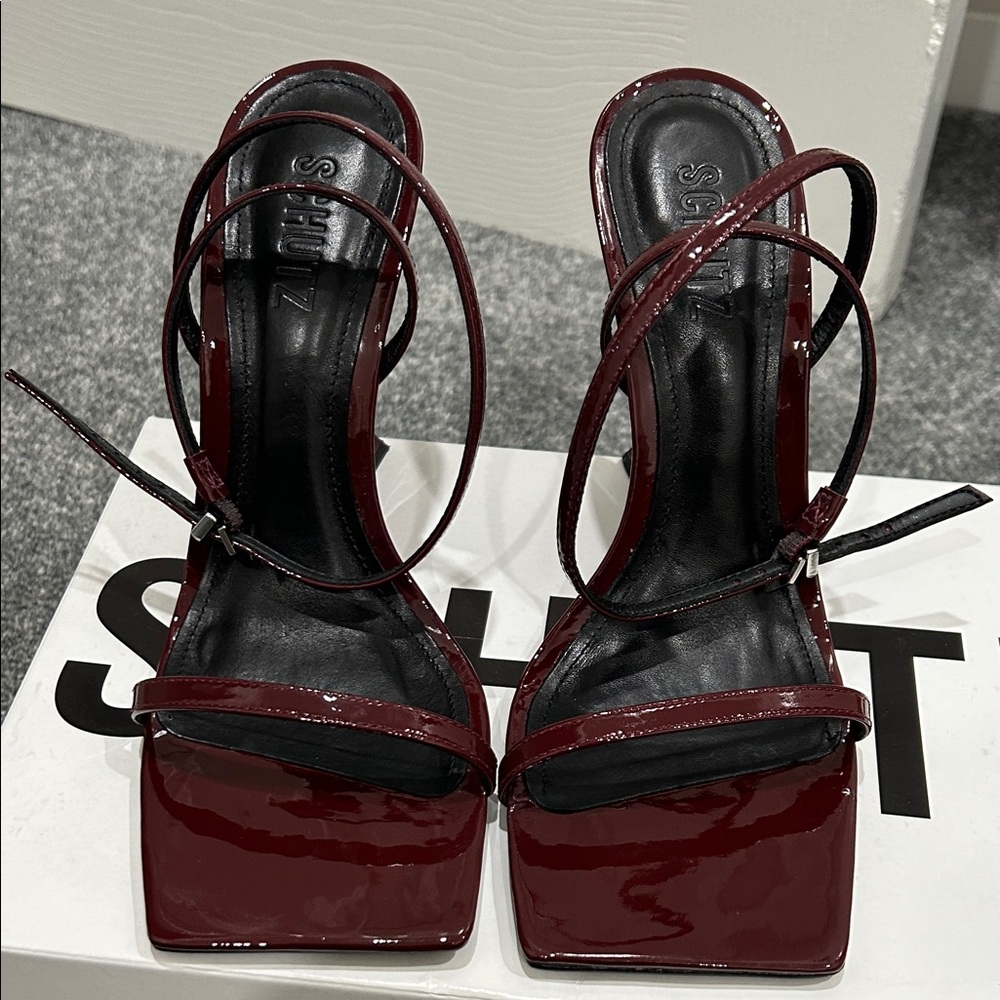 SCHUTZ Dark Red Strappy Heels size 7